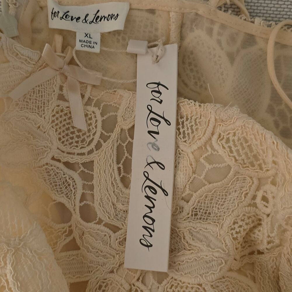 For Love & Lemons Coco Lace Mini Dress Cream XL NWT Underwire Scalloped Cocktail - Picture 14 of 14